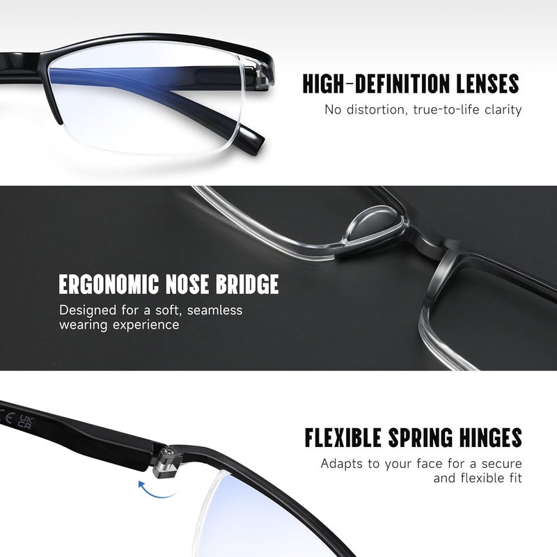 AIMISUV Store 6Pack Reading Glasses Men,Spring Hinge Blue Light Blocking Readers,Anti Eyestrain Computer Magnifying Eyeglasses - Image 4